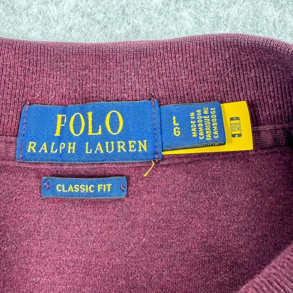 Polo Ralph Lauren Polo Shirt Mens Large Red Long Sleeve Classic Fit Pony Logo‎